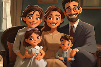 design a professional disney family portrait