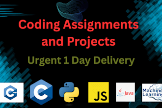 do coding assignments and projects in c cplusplus python java javascript and ml