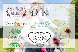 design a beautiful wedding monogram logo  and invites