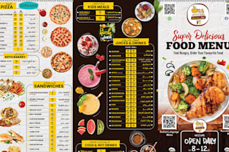 design restaurant bar cafe food drinks menu, cocktail flyers qr code, event menu