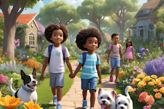 design african american children book illustration, kids story book