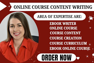write online course content, course curriculum and ebook online course