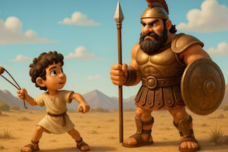children christian bible themed 3d story illustration, picture book cover design