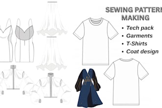 create sewing pattern and grading for any type of garments suit and tech pack