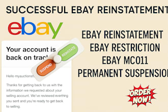 remove all your ebay suspension, ebay permanent suspension, ebay mc011