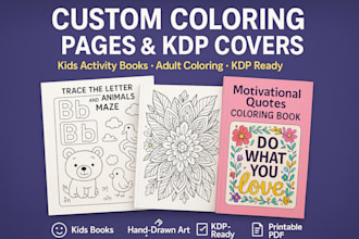 do custom adult coloring pages kids activity book kdp coloring book cover design