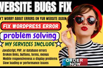 fix wordpress errors, fix broken links, improve site performance website bug fix