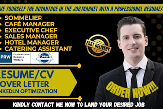 edit hospitality resume, event manager, restaurant, sales, and hotel manager CV