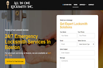 design locksmith website, locksmith landing page SEO with booking functionality