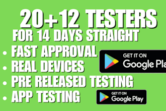 provide 12 or 20 app testers for google play console android app closed testing