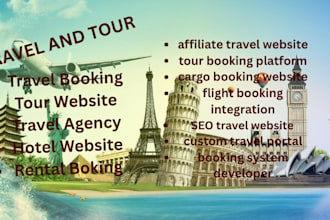 build ai automated affiliate travel tour flight app hotel booking cargo website
