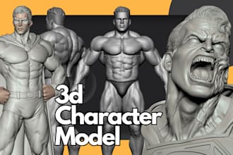 sculpt 3d character model, 3d anime for 3d printing, game in zbrush, blender