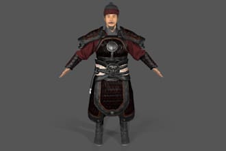 detailed 3d warrior model,3d armor,ue5 advance rig,unity texture,uv map, dayz 3d