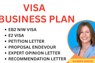 write business plans, petition letter for eb2 niw e2 and l1 visa