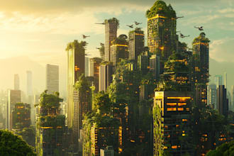 do a futuristic cyberpunk city art for any project