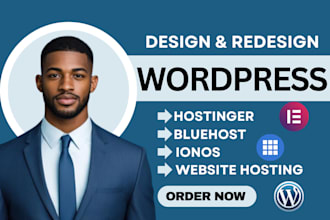 wordpress website on bluehost, ionos, namecheap siteground, hostinger website