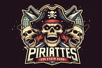 make amazing pirates skull logo with free source file