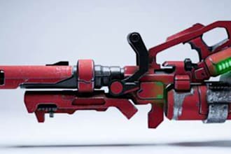 model 3d sci fi gun game asset ,short gun,  mini gun, and  video games