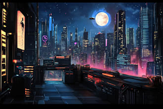 create  a science fiction city, cyberpunk, futuristic scifi art illustration