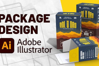 design creative product packaging, bottle label design, 3d mockup and box