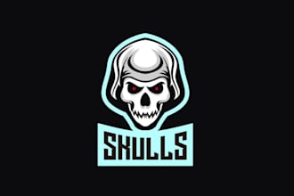 do retro skull  logo and t shirt for your business