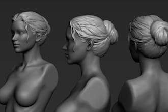 3d sculpt  3d bust up, 3d face,3d realistic head, 3d model for 3d printing