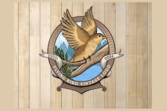 do hand drawn vintage mascot in linocut style for your brand