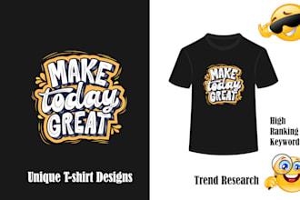 design tshirts and research niches for merch by amazon with SEO listing help