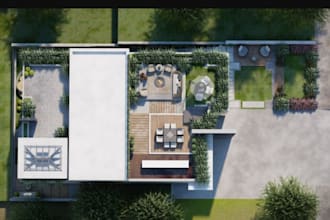 make 2d 3d backyard landscape design, render landscape architect, site plan
