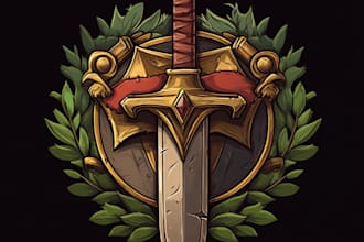 design fantasy initial logo for game, esports, twitch