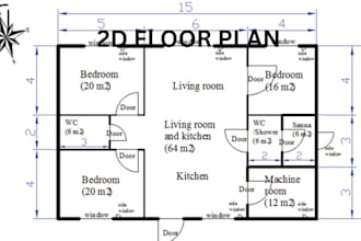 do architect draw 2d floor plans, 3d render, permit drawings in autocad