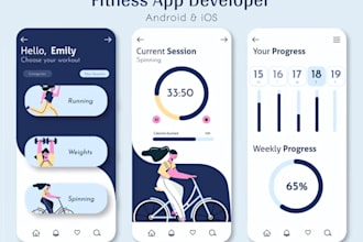 develop a custom fitness website and app with react ios and android