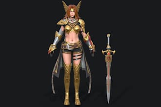accurate female warrior model,ultra texture,ue5 rig,knight amor, fortnight model