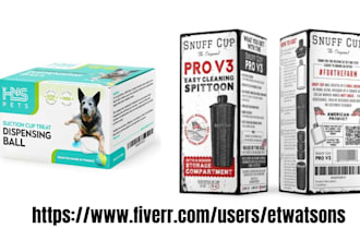 design product packaging box, label design and amazon packaging design