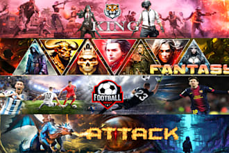 design a professional youtube gaming banner and  twitch overlay