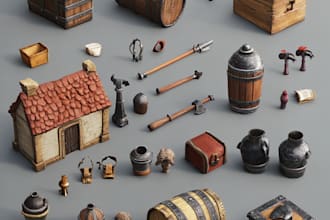 create nice 2d game assets, props, icons, objects and UI