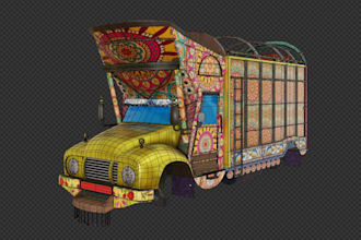 create mobile game optimzed 3d model of vehicle