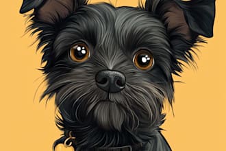 do disney pets portrait illustration in disney style