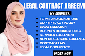 draft legal contracts agreements nda terms and conditions gdpr privacy policy