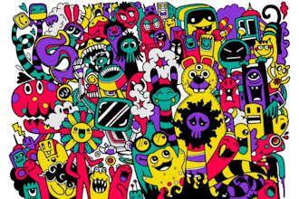 create doodle art illustration cute vector line art cartoon graffiti hand drawn