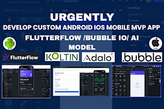 develop ai model mvp mobile app flutter react native bubble io android ios app