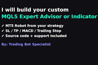 develop your custom mql5 expert advisor or mt5 indicator