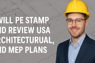 pe stamp and review USA architectural, structural, and mep plans