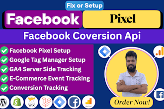fix or setup facebook pixel, ga4, and ecommerce conversion API tracking
