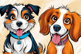 draw pet portrait into cartoon
