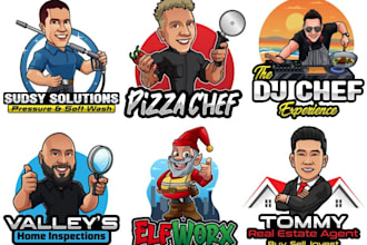 do unique cartoon logo, mascot, animals and portraits avatar