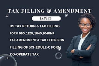 efile US tax return tax filling form 1040 1120 1065 tax extension amendment tax