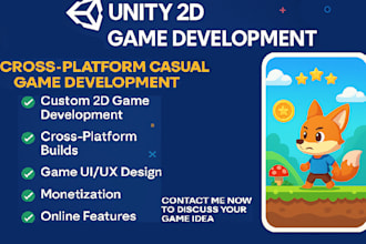 create casual 2d games for any platform, unity