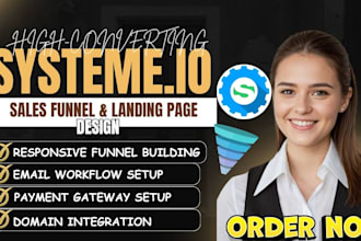 setup systeme io sales funnel, landing page design, syseme io funnel