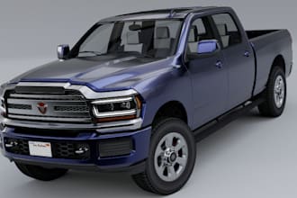 3d model dodge 2500, uv map,ue car rig, truck vehicle,military car, dodge bumper